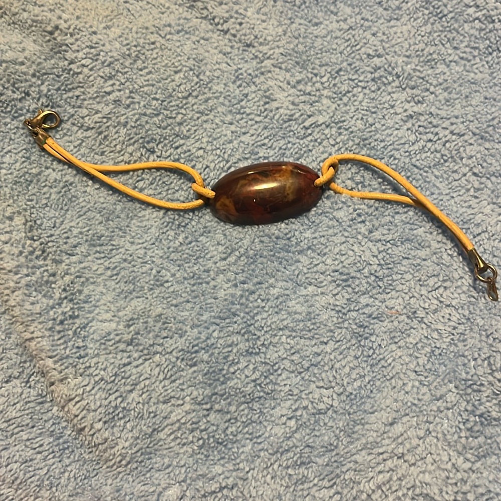Single Stone Leather Corded Bracelet
